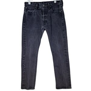 Levis 501 Jeans Mens 30x30 Black Straight Leg Button Fly Stretch Denim Pants